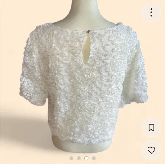 Maeve From Anthropologie Cream Textured Rosettes Top Size S - Picture 3 of 4